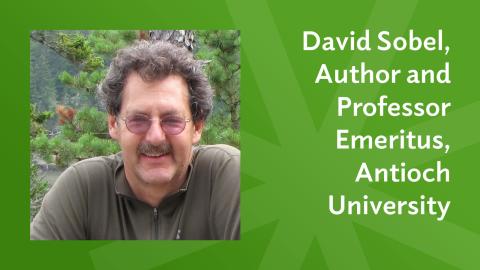 green graphic with headshot of David Sobel