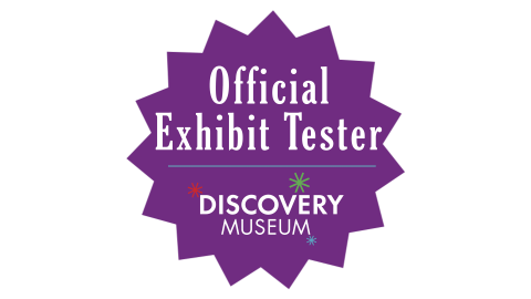 purple star graphic that says "Official Exhibit Tester"