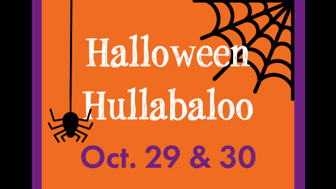 Orange and black spiderweb for Halloween Hullabaloo
