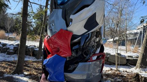 an 8' tall sculpture made of recycled 