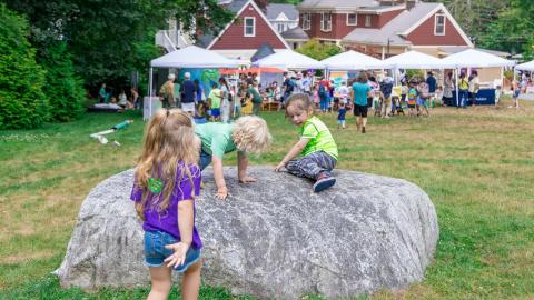 kids on a giant rock