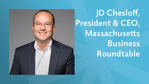 light blue graphic with headshot of a man