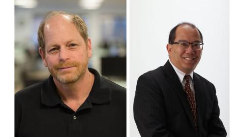 side by side headshot photos of two men