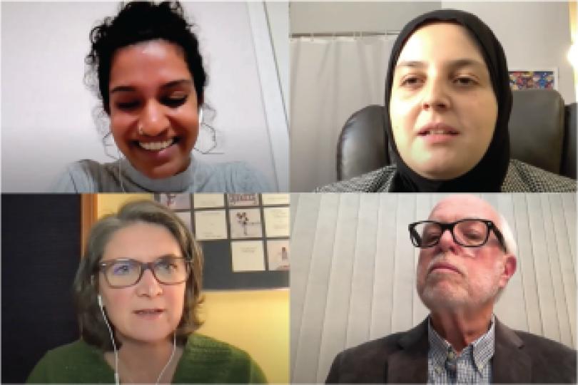 Four people speaking on YouTube