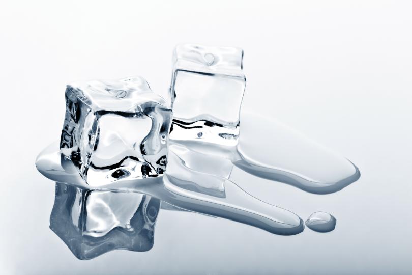 two melting ice cubes