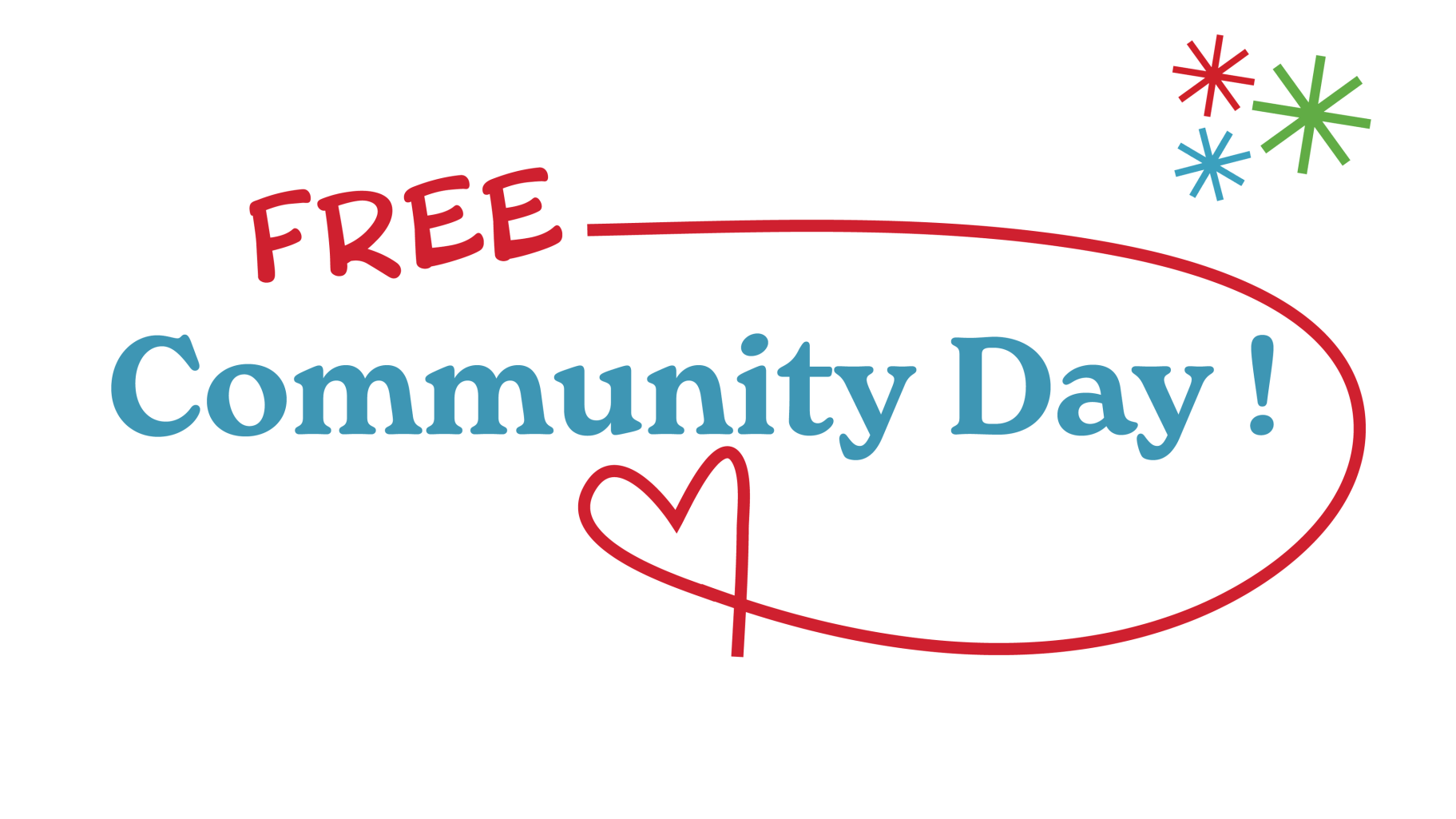 a graphic that says Free Community Day
