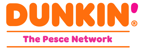 Dunkin logo with "The Pesce Network" 