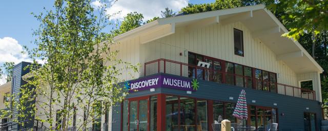 a photo of the exterior of the Discovery Museum building